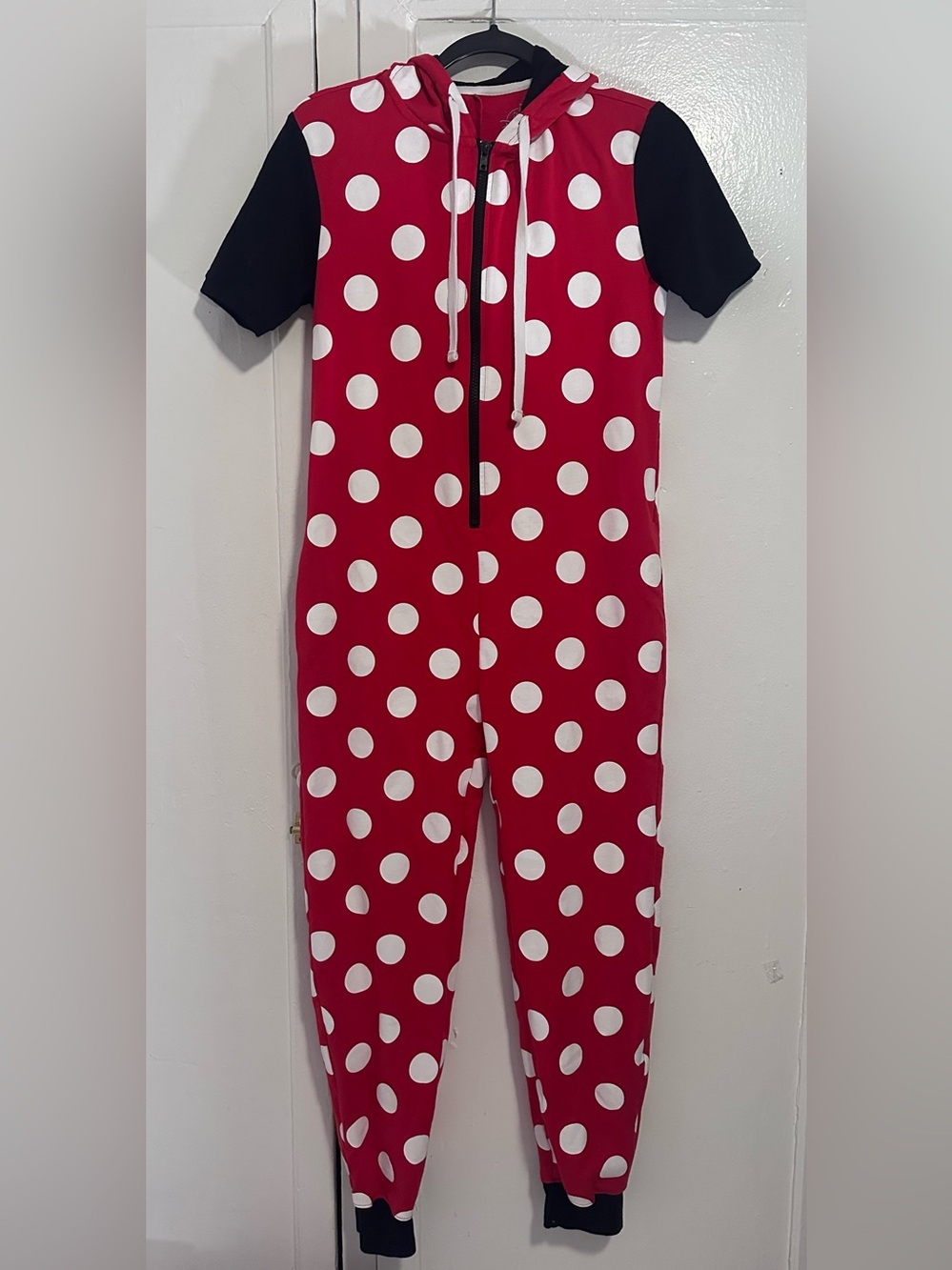 Disney Parks Red & White Polka Dot Short Sleeve Hooded Onesie